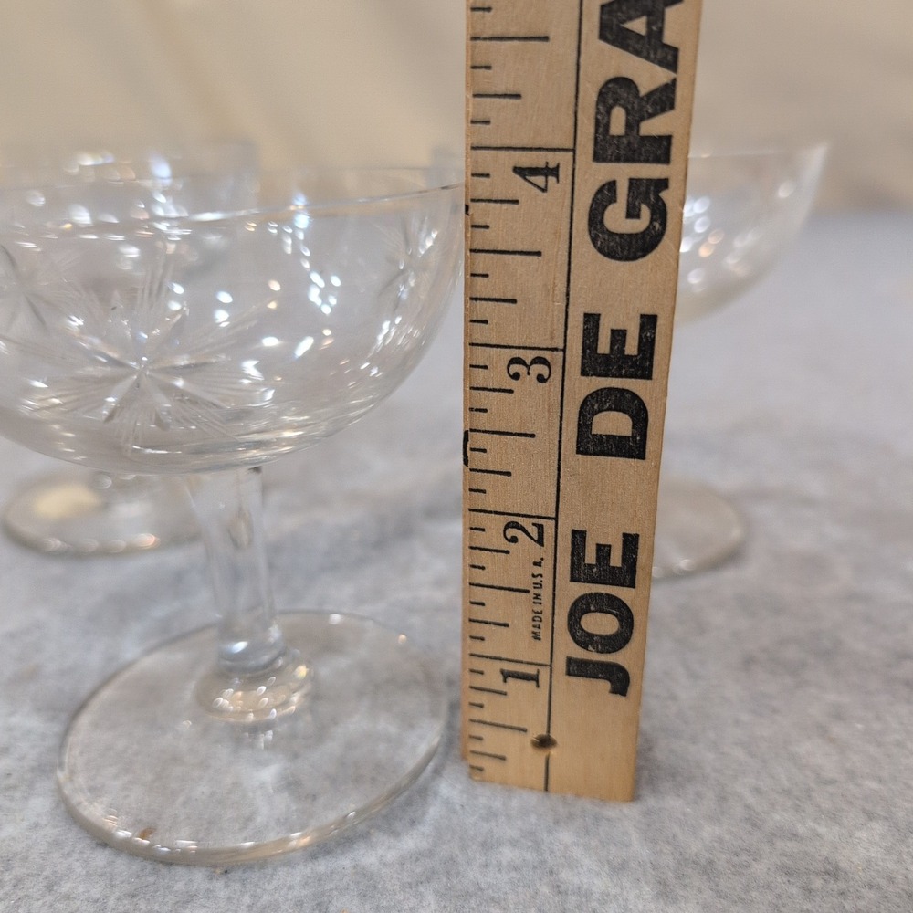 3 Cristal d'Arques France Lead Crystal Starburst Etched Champ. Sherbet Glasses - Picture 3 of 5